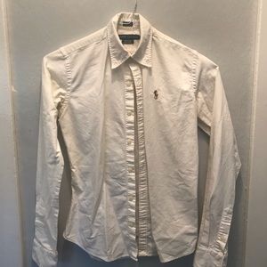 Ralph Lauren white button down Slim Fit size 0